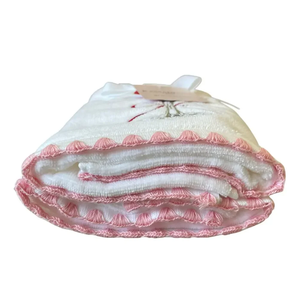 Kassadecor Pink Martini Valentine Hand Towels 18x28 Cotton Set of 2 Red Bow NEW
